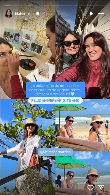 Fátima Bernardes celebra aniversário de 63 anos - Foto: Reprodução @biabonemer
