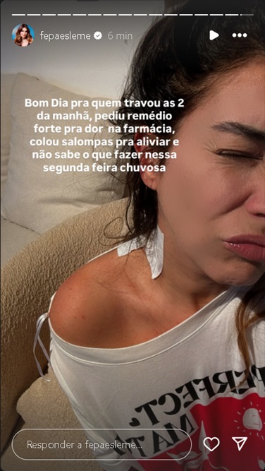 Storie de Fernanda Paes Leme no Instagram - Foto: Reprodução/ @fepaesleme