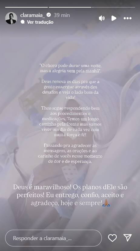 Clara Maia atualiza saúde do filho - Reprodução/Instagram @claramaia_ 