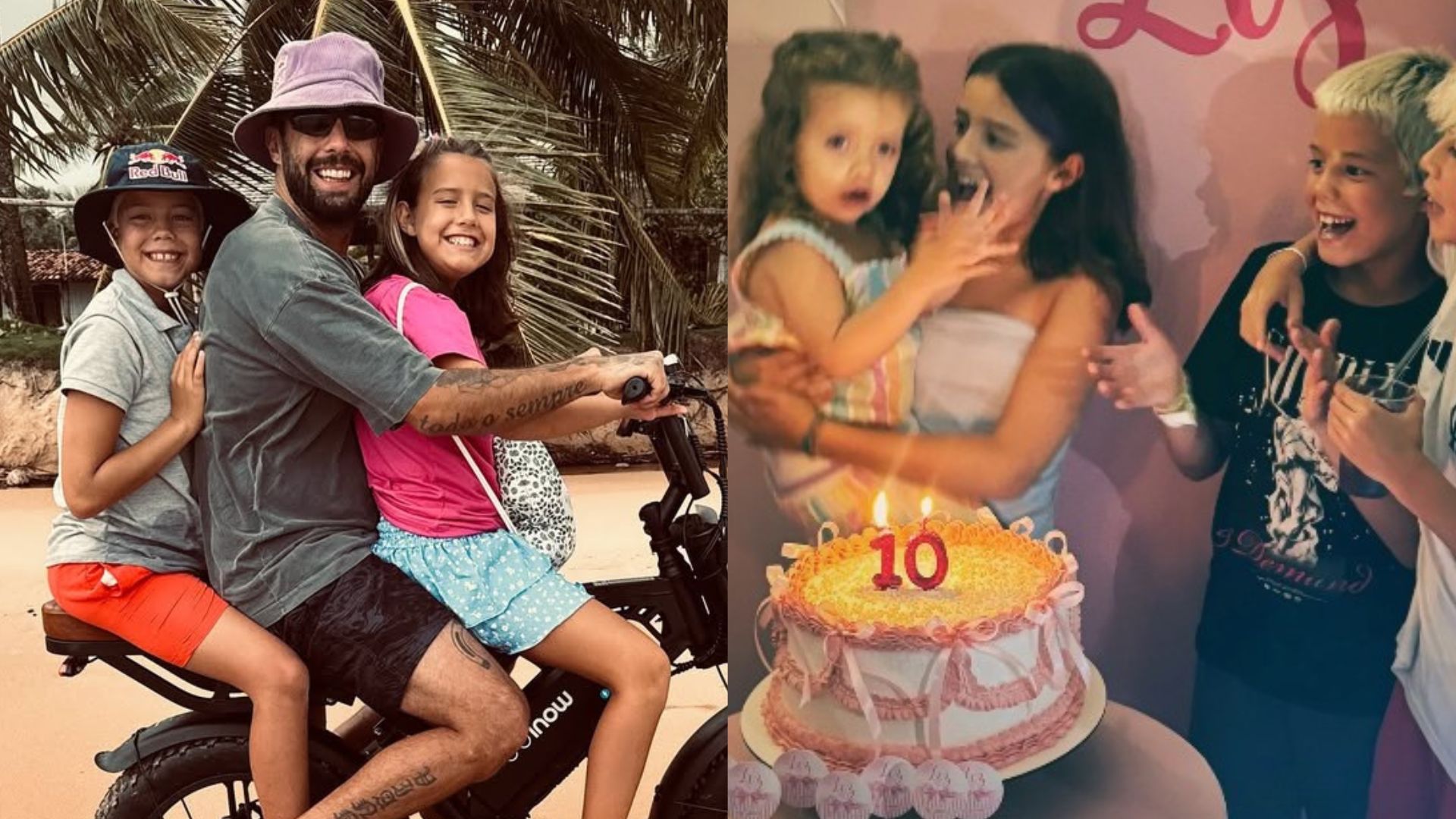 Pedro Scooby celebra os 10 anos dos filhos gêmeos com festinha dupla