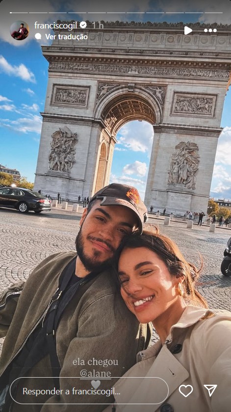 Francisco Gil e Alane Dias em Paris - Foto: Reprodução / Instagram @franciscogil