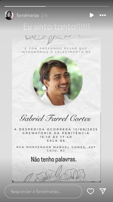 Post da mãe de Gabriel Farrel no Instagram
