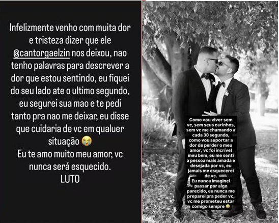 Storie do companheiro de Gaelzin - Foto: Reprodução/Instagram