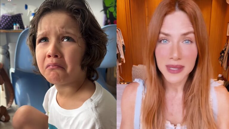 Giovanna Ewbank mostra filho caçula com cara de choro e revela motivo
