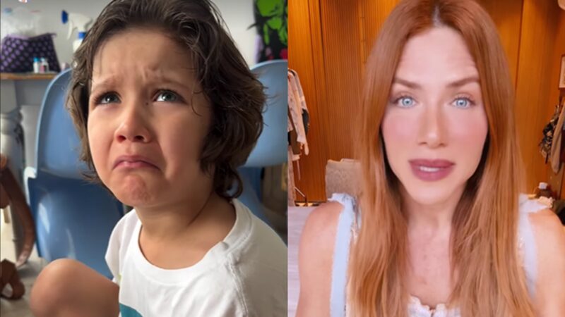 Giovanna Ewbank mostra o filho emocionado durante vacinação do pet da família — Foto: Reprodução/Instagram @gioewbank
