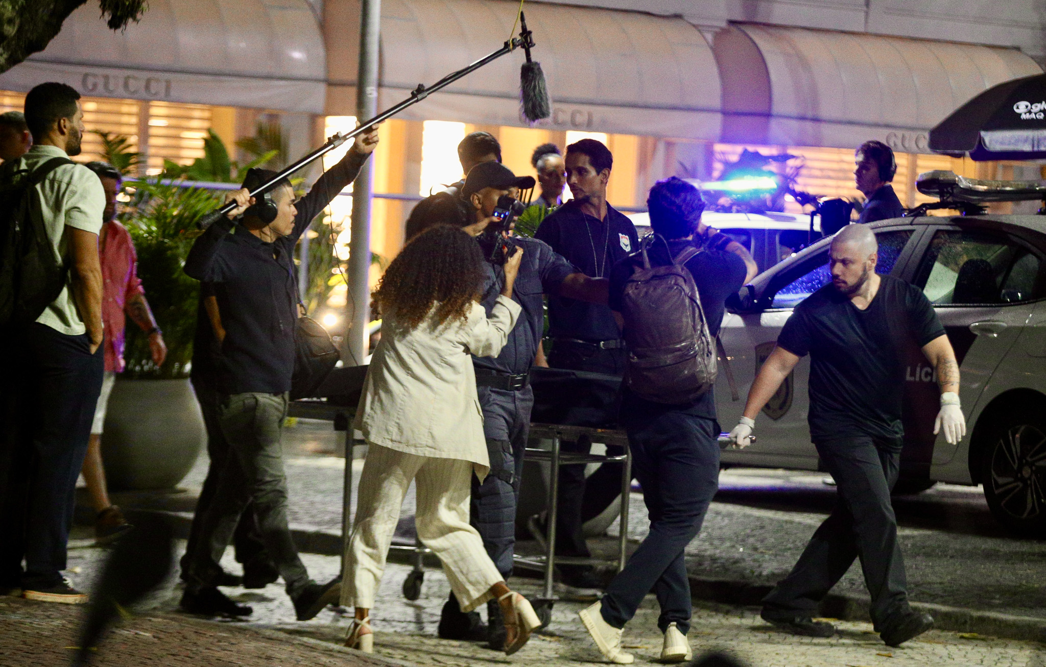 Gravação de parte da cena da morte de Odete Roitman na novela Vale Tudo - Foto: Thiago Martins / AgNews