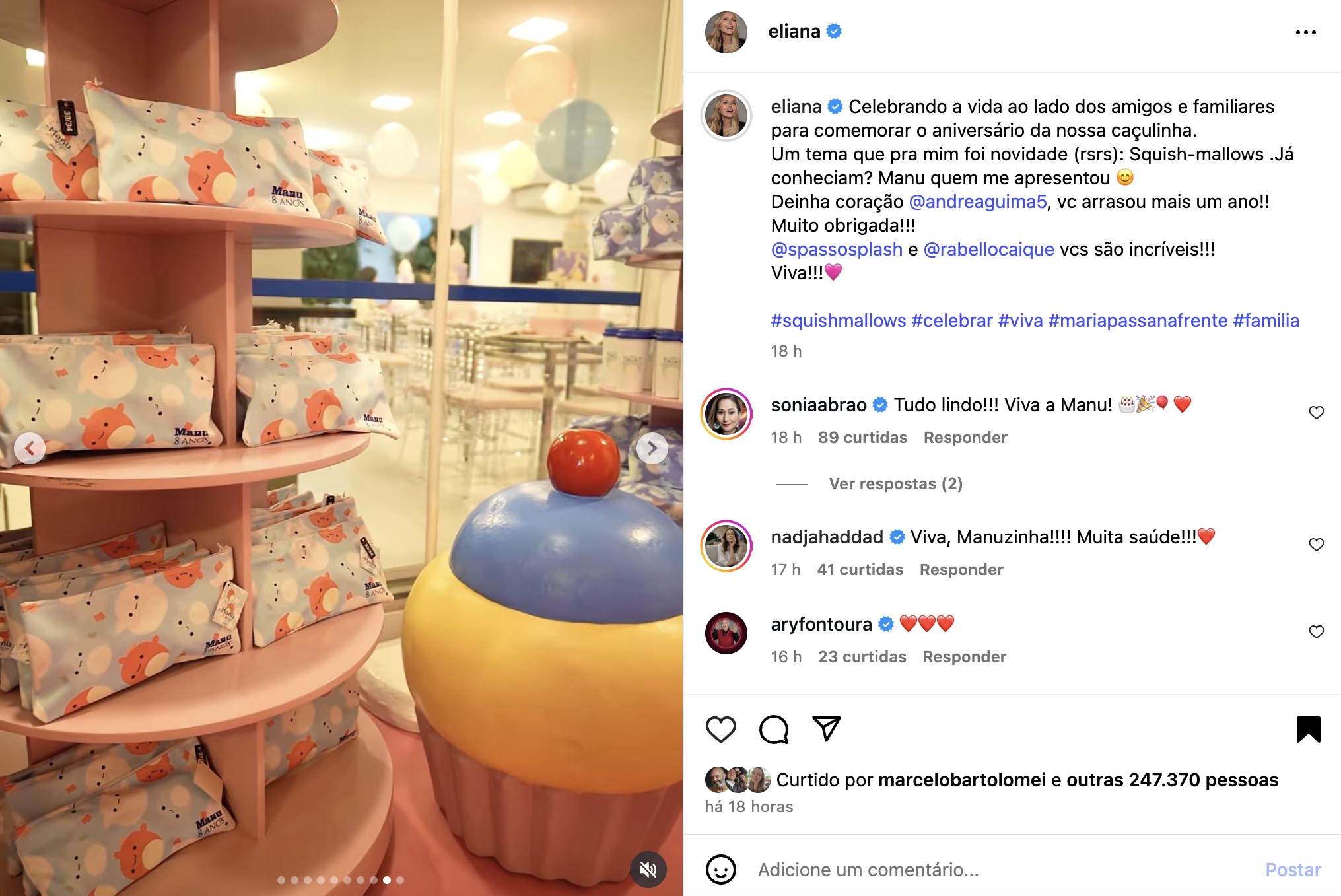 Lembrancinhas da festa da filha de Eliana - Foto: Reprodução / Instagram