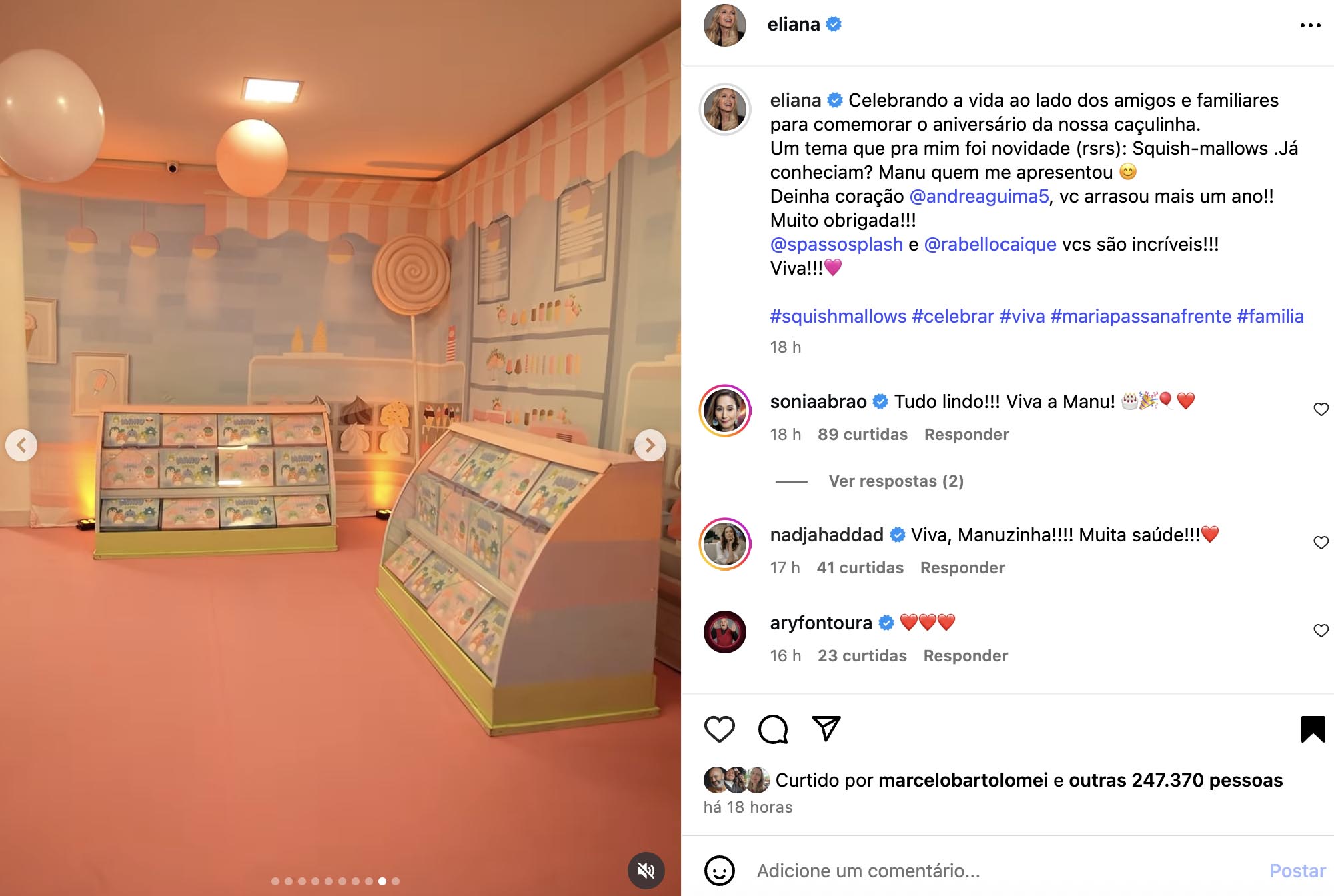 Lembrancinhas da festa da filha de Eliana - Foto: Reprodução / Instagram