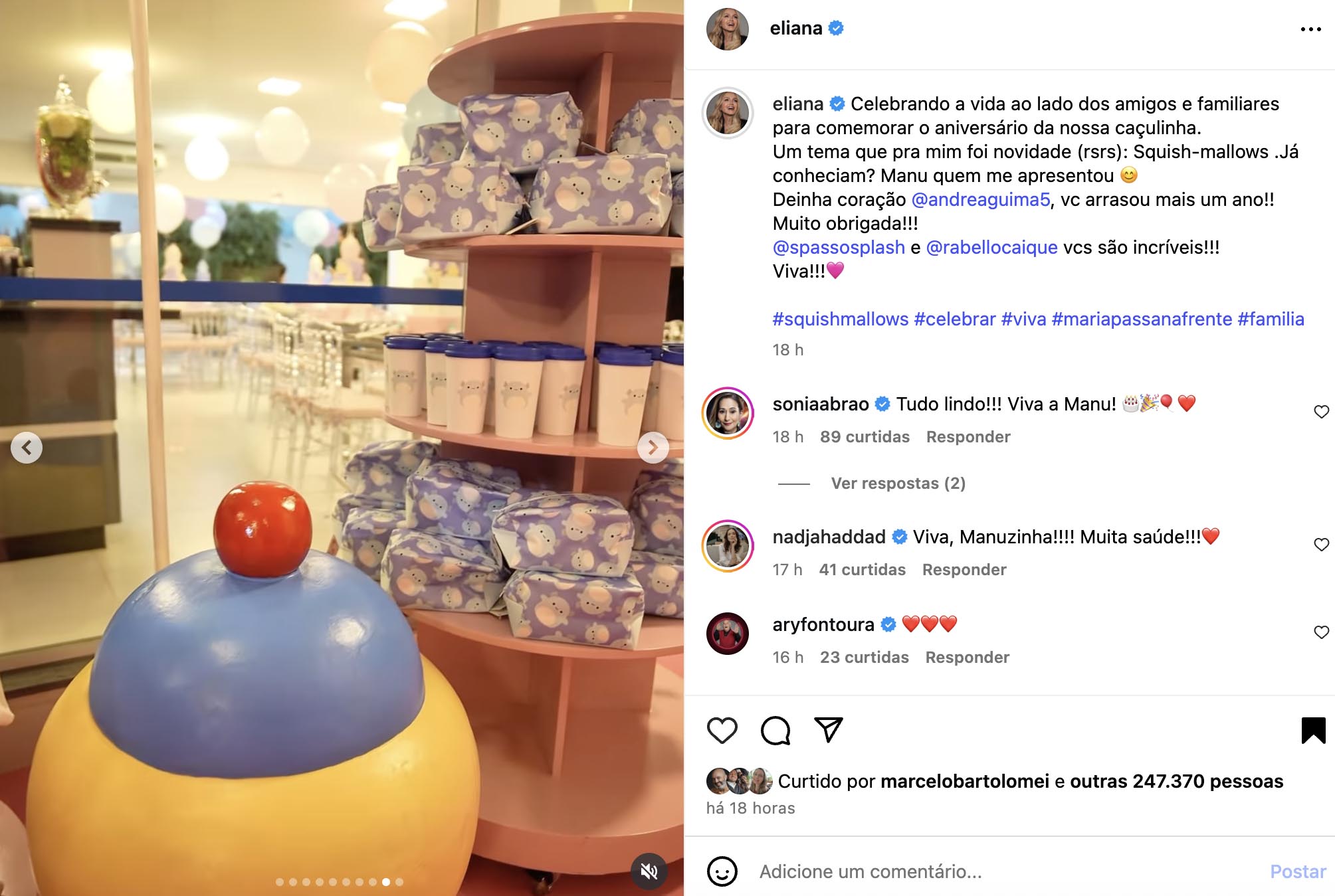 Lembrancinhas da festa da filha de Eliana - Foto: Reprodução / Instagram