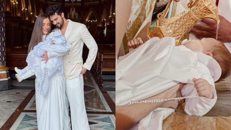 Luan Santana exibe fotos do batizado de sua filha com Jade Magalhães