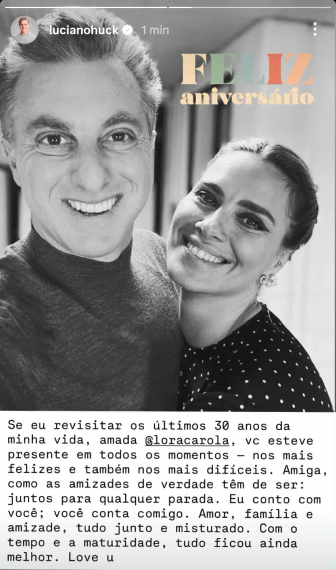 Luciano Huck parabeniza Carolina Dieckmmann