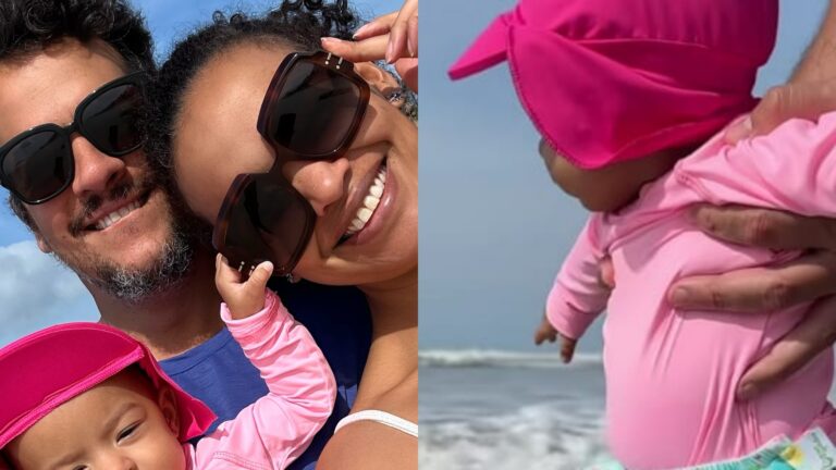 Lucy Ramos mostra a primeira vez da filha na praia: ‘Descobrindo o mundo’