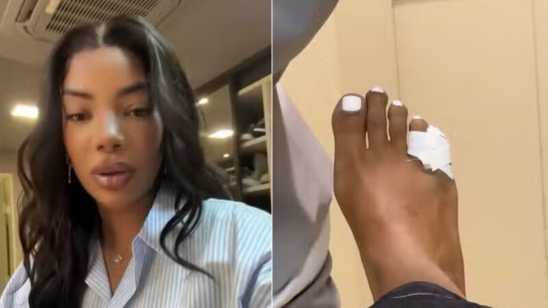Ludmilla mostra dedinho do pé enfaixado