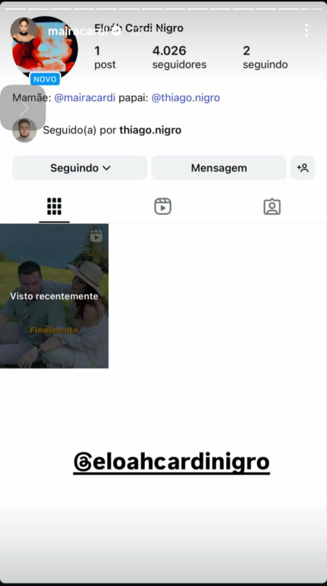 Ma&iacute;ra Cardi e Thiago Nigro criam perfil para a filha na rede social