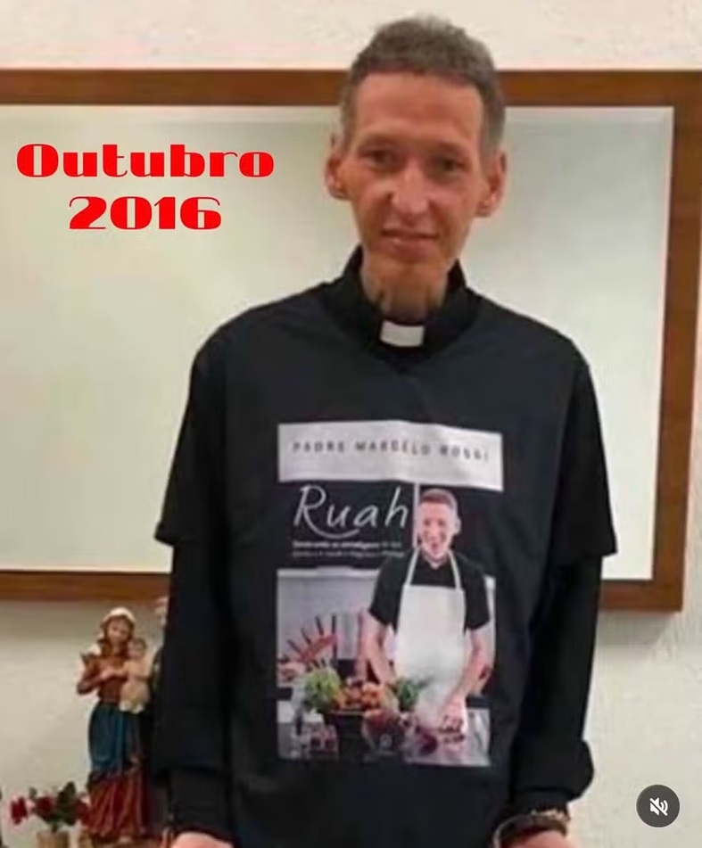 Padre Marcelo Rossi compartilha antes e depois &mdash; Foto: Instagram