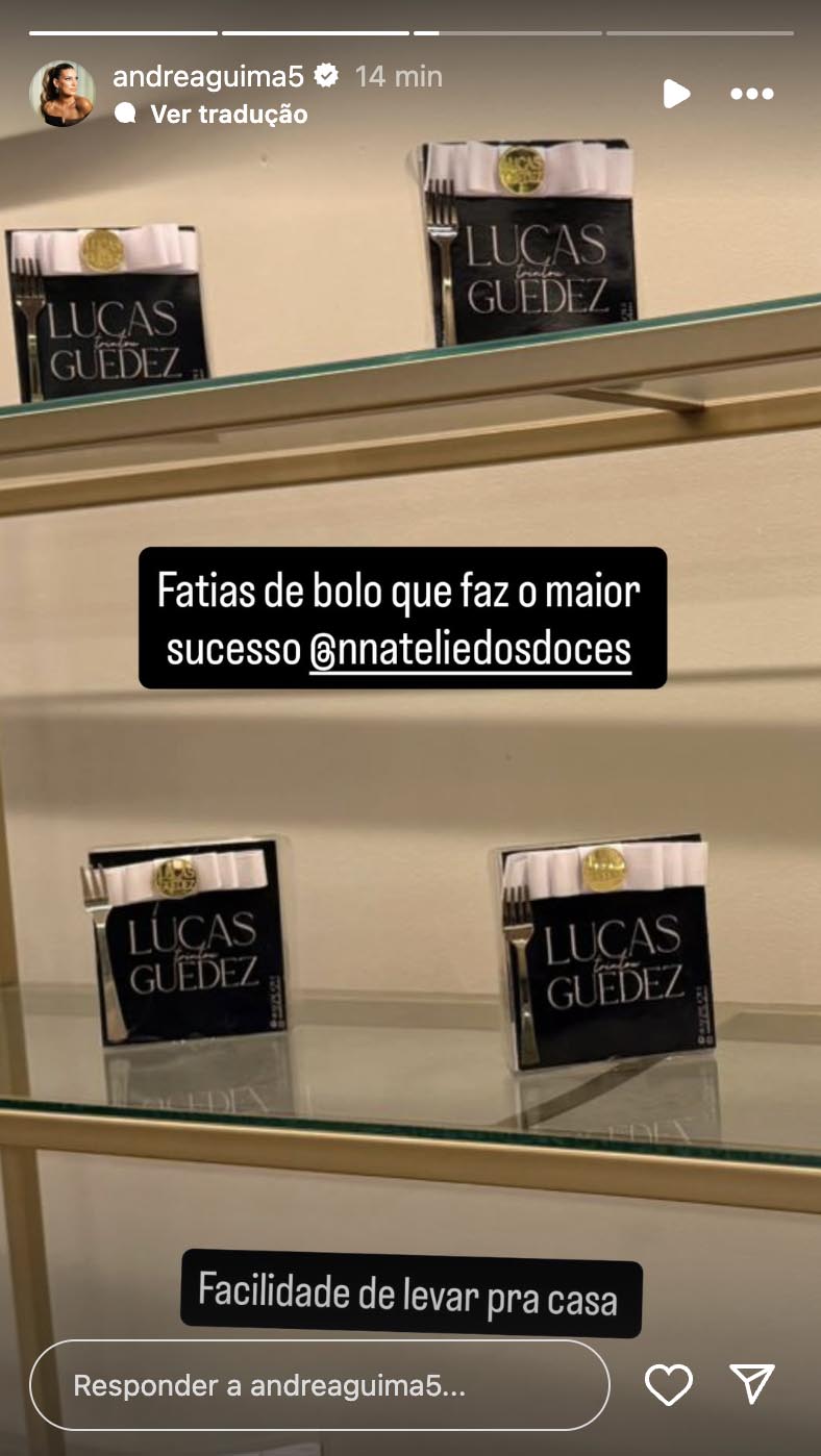 Lembrancinha de aniversário de Lucas Guedez - Foto: Reprodução / Instagram @andreaguima5