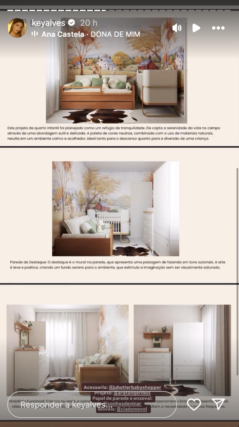 Key Alves mostra projeto do quarto da filha - Foto: Reprodução / Instagram @keyalves
