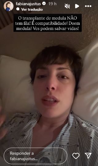 Fabiana Justus sobre transplante de medula no SUS