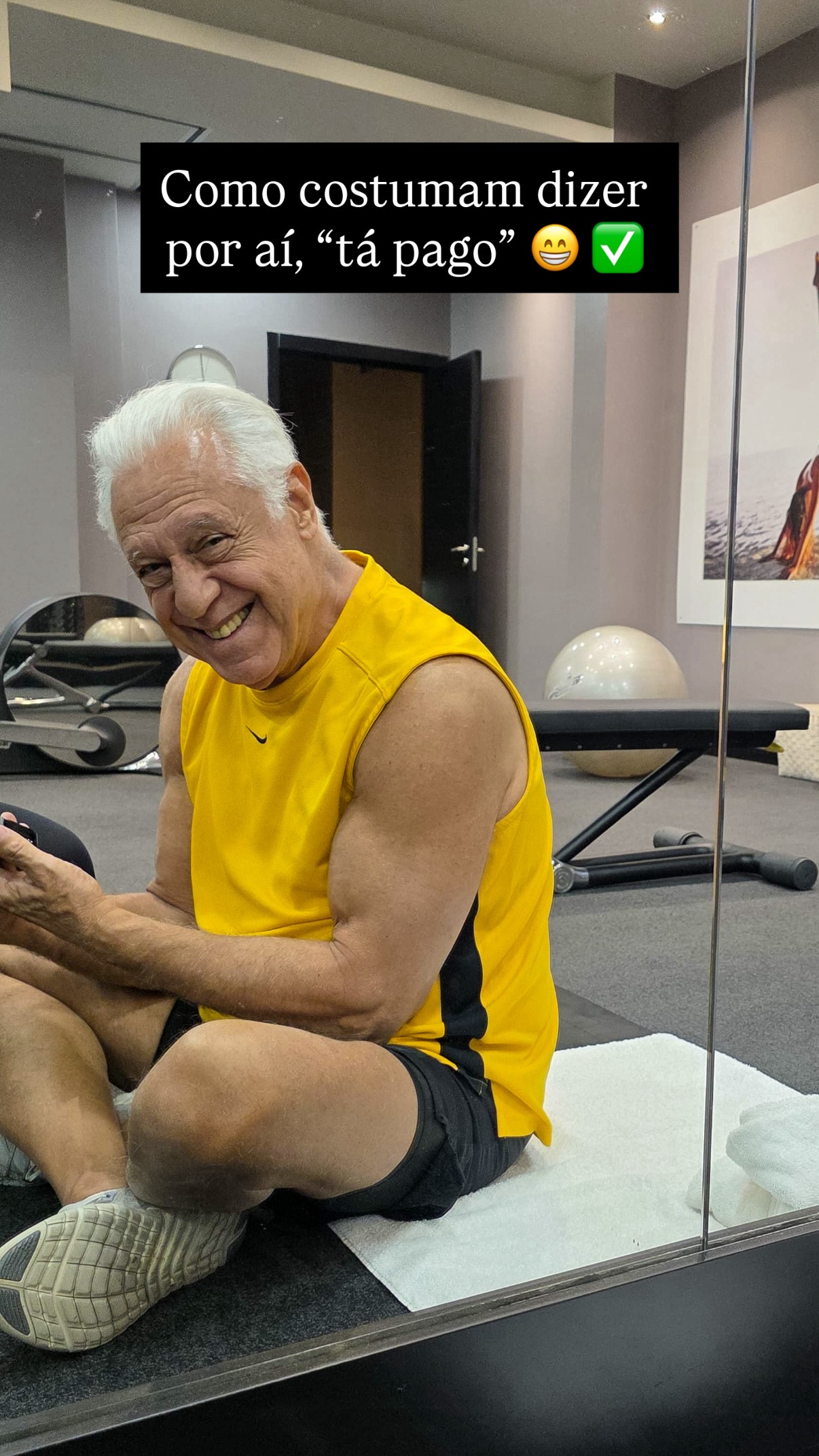 Antônio Fagundes na academia - Foto: Reprodução / Instagram