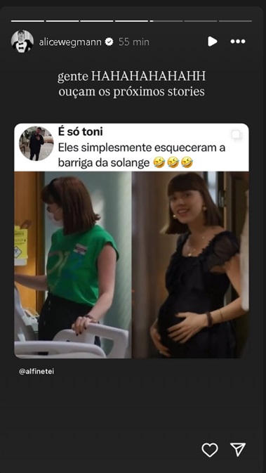 Alice Wegmann esclarece cena de Solange em 'Vale Tudo' — Foto: Reprodução/ Instagram @alicewegmann