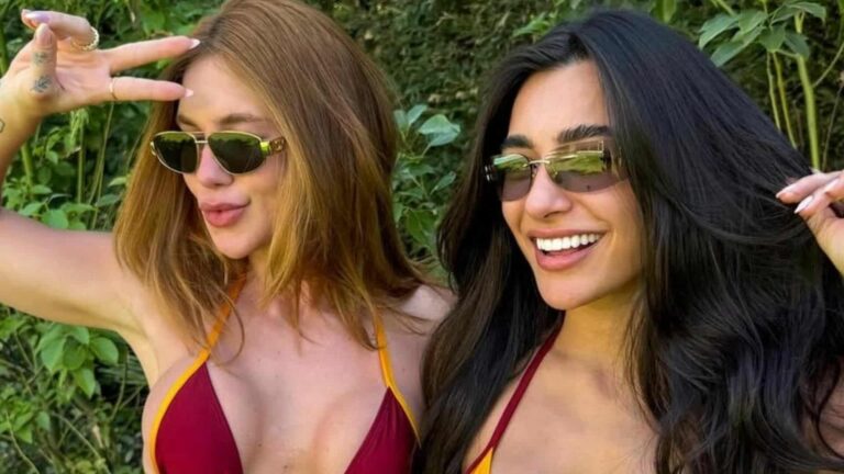 Na Espanha, Virginia combina biquíni com a amiga e exibe corpão sarado