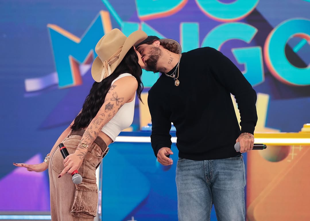 Ana Castela e Zé Felipe participam de gravação do Domingo Legal, do SBT – Foto: Instagram @zefelipe