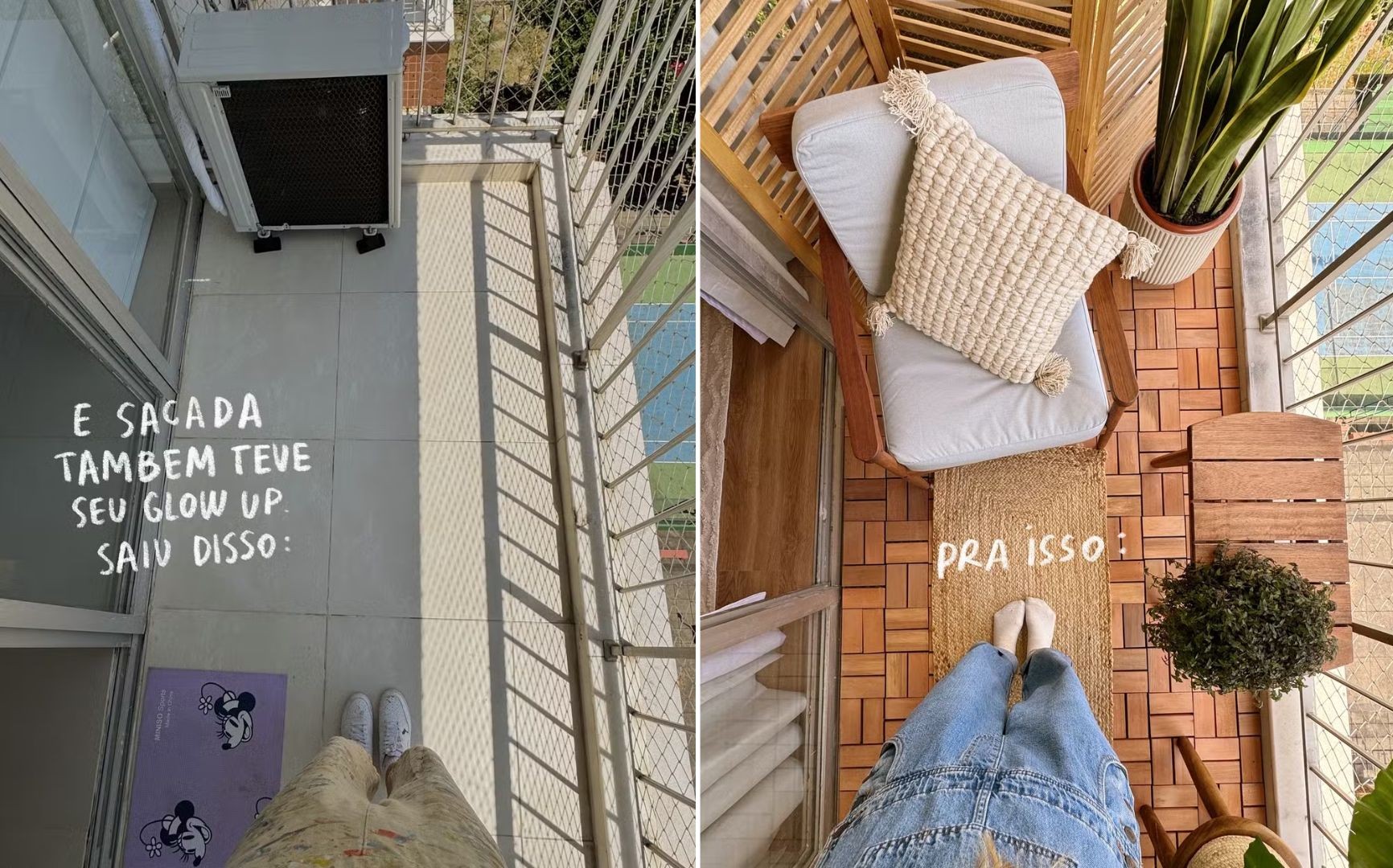 Antes e depois do apartamento de Felipe Simas - Foto: Reprodução / Instagram @jhennykeller
