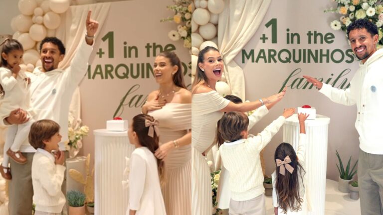 Menino ou menina? Jogador Marquinhos e a esposa descobrem gênero do quarto filho