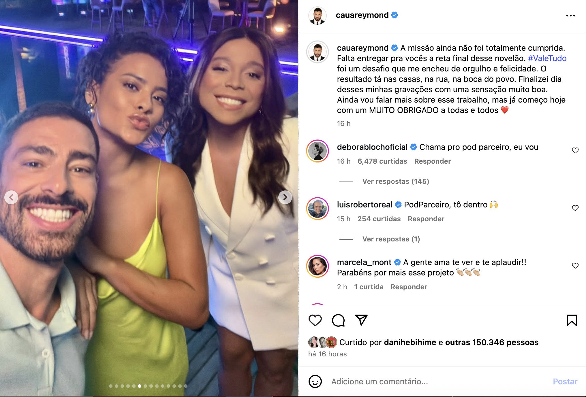 Cauã Reymond, Bella Campos e Blogueirinha - Foto: Reprodução / Instagram