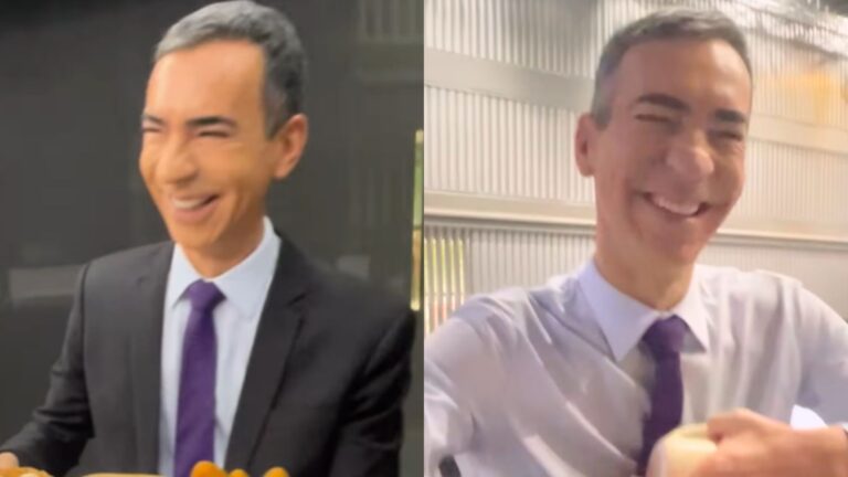 César Tralli é surpreendido com presentes em despedida do Jornal Hoje