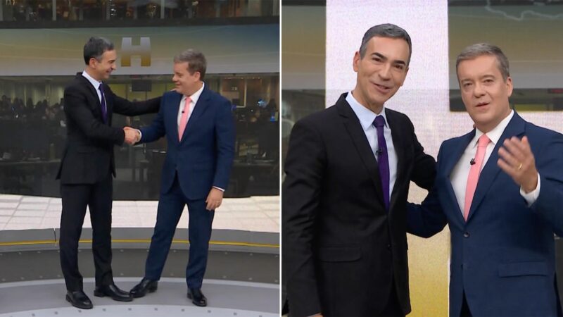 César Tralli dá o último adeus ao Jornal Hoje em despedida ao vivo