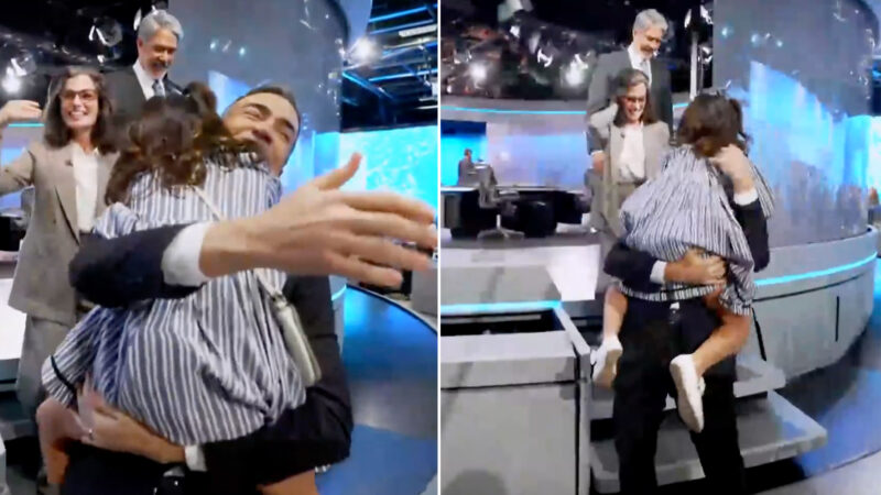Filha de Cesar Tralli rouba a cena no encerramento do Jornal Nacional
