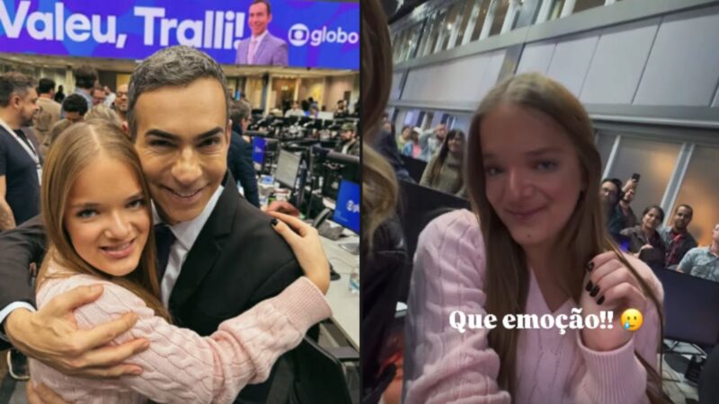 Rafa Justus se despede de César Tralli nos bastidores do JH