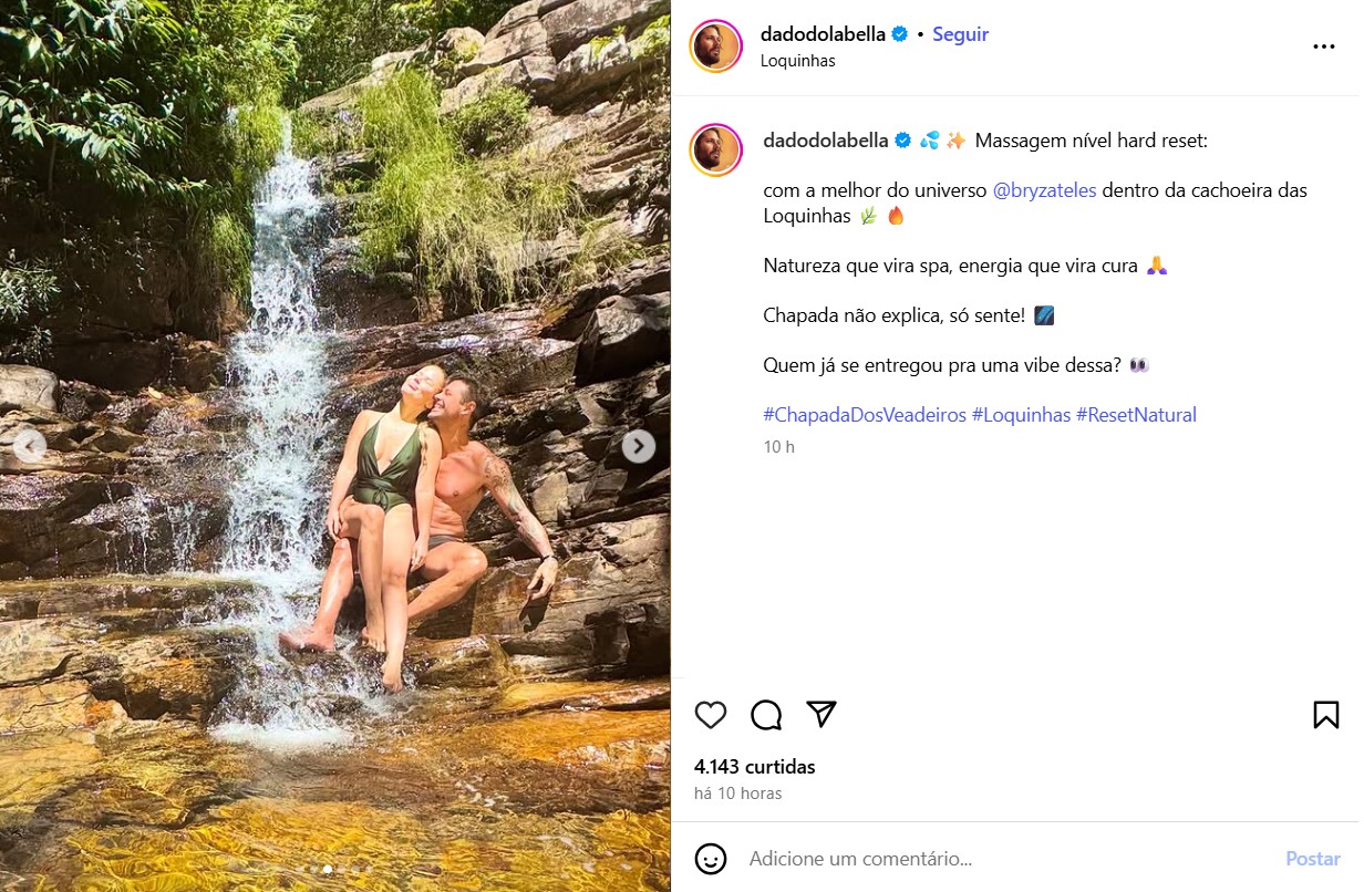 Dado Dolabella posa em clima de romance com affair - Foto: Reprodução / Instagram @dadodolabella