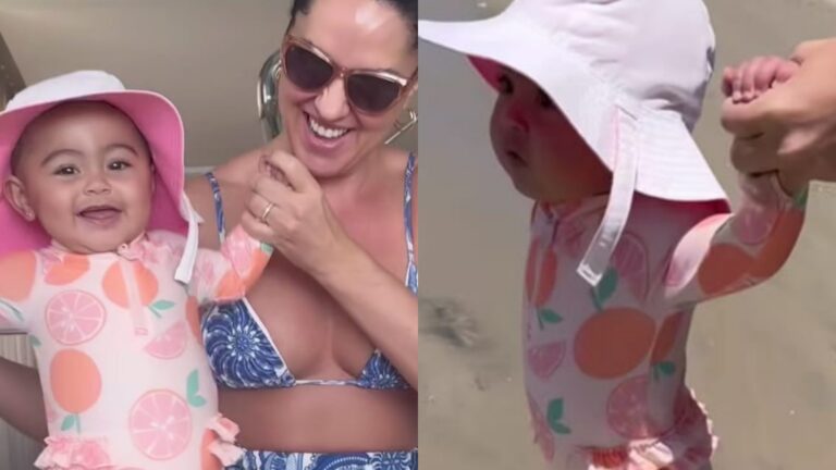 Filha de Graciele Lacerda esbanja fofura em dia de praia: ‘A alegria dela’