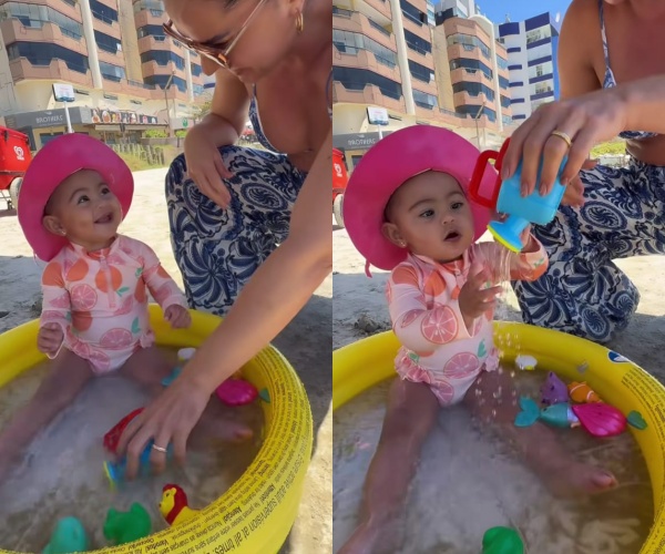 Graciele com Clara na praia - Foto: Instagram