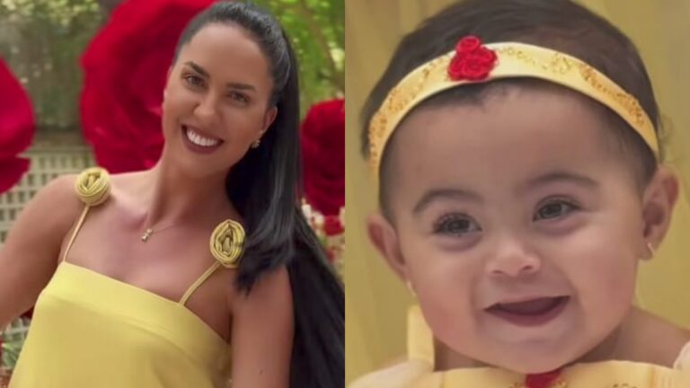 Filha de Graciele Lacerda surge de princesa em sua festa de 10 meses