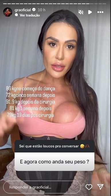 Gracyanne revela peso atual - Reprodução/Instagram @graoficial