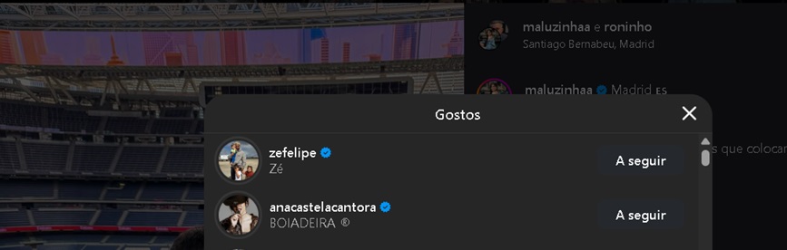 Zé Felipe e Ana Castela reage a casal de influenciadores que usou camisa temática em estádio do Real Madrid — Foto: Reprodução/Instagram @maluzinhaa