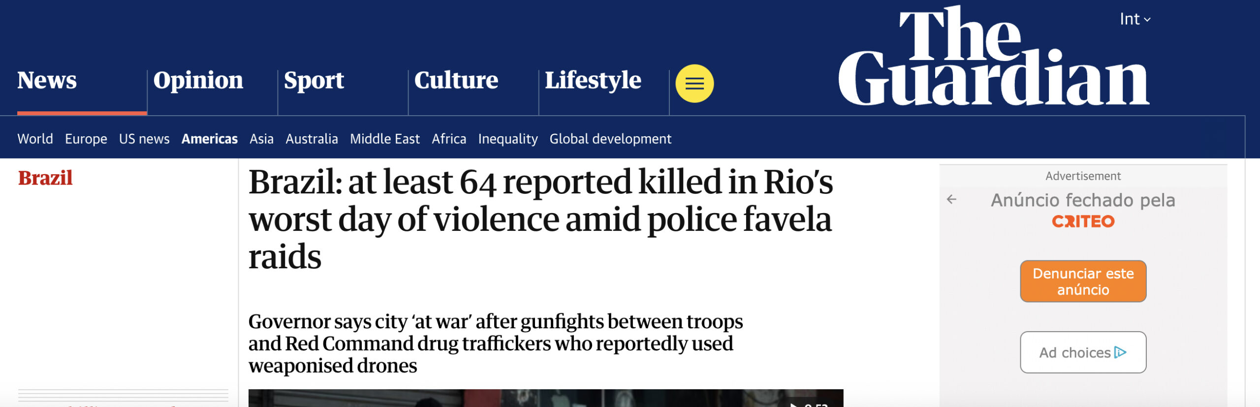 Jornais britânicos falam sobre a visita do príncipe William no Rio de Janeiro após megaoperação policial - Foto: Reprodução