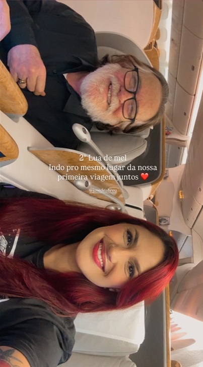 José de Abreu e Carol Junger embarcam para segunda lua de mel — Foto: Reprodução/Instagram @carolynnejunger
