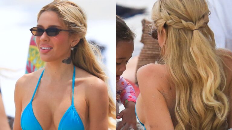 Solteira, Karoline Lima curte o dia na praia ao lado da filha