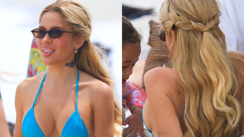 Solteira, Karoline Lima curte o dia na praia ao lado da filha