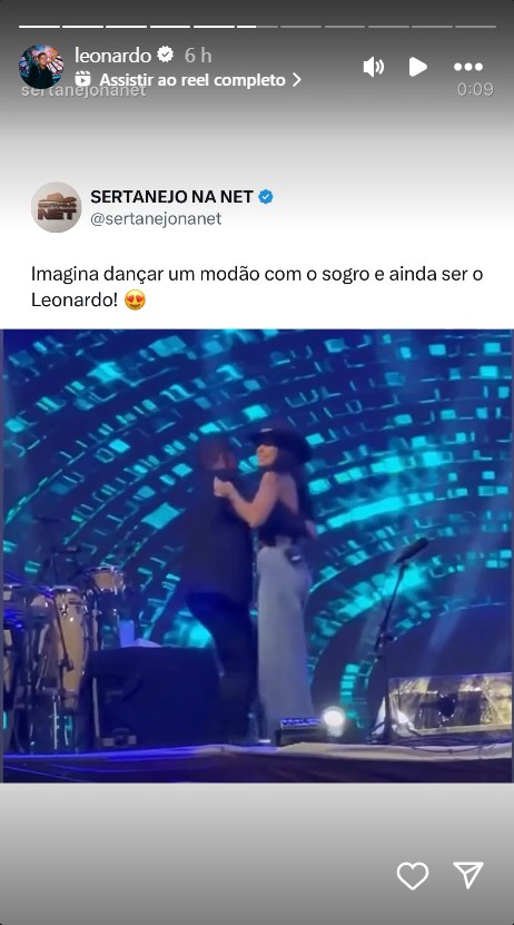 Leonardo e Ana Castela em show no Paraná - Foto: Reprodução / Instagram @leonardo 