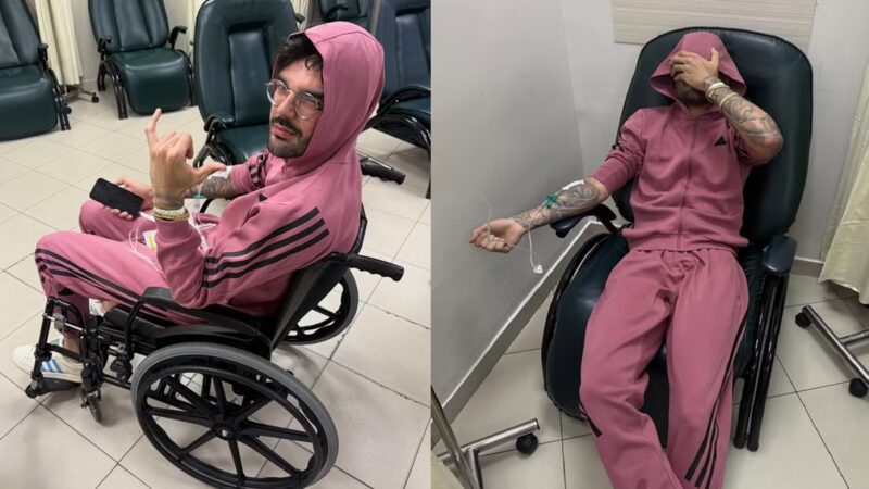 Luan Pereira vai ao hospital — Foto: Instagram @luanpereiracantor