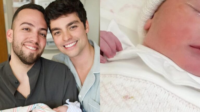 Lucas Rangel e Lucas Bley revelam nova foto do rostinho da filha recém-nascida