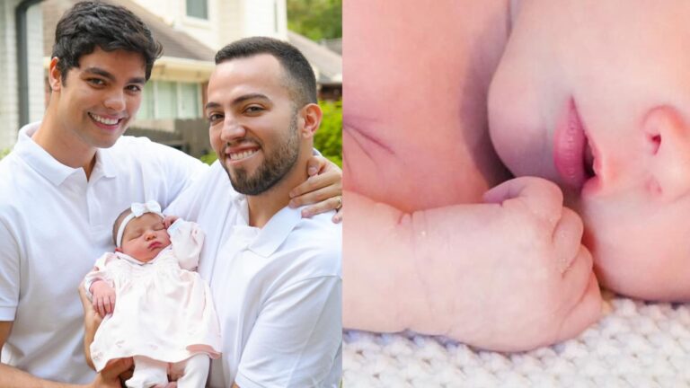 Filha de Lucas Rangel posa com olhos abertos em ensaio newborn: ‘Princesa’