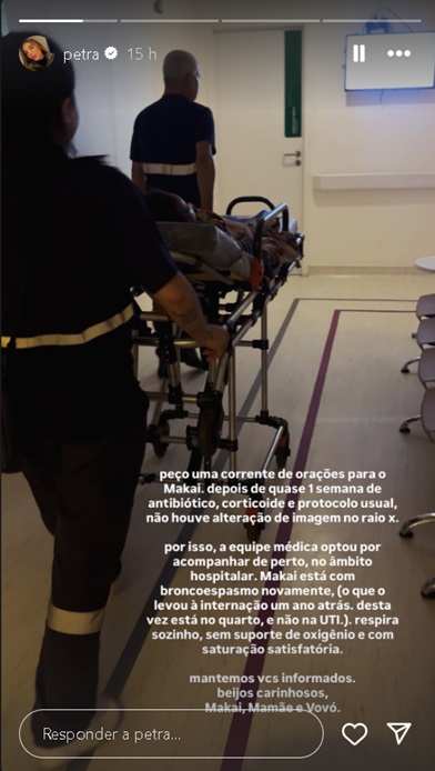 Petra Mattar pede orações para o filho — Foto: Reprodução/ Instagram @petra