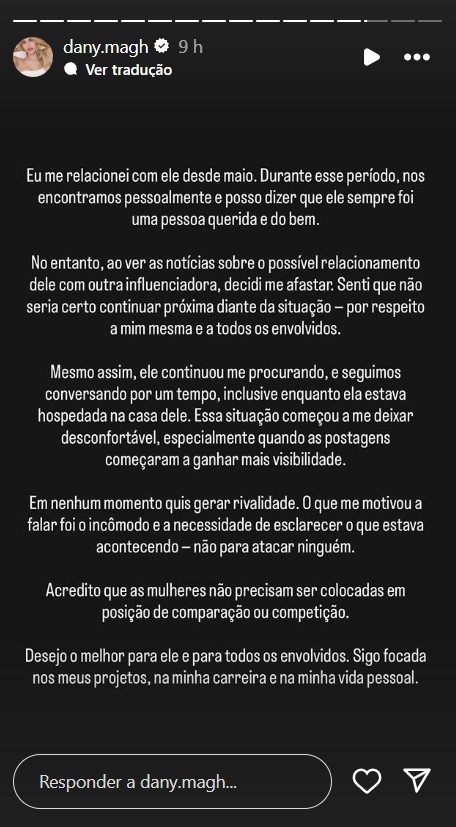 Modelo esclarece relação com Vini Jr - Reprodução/Instagram @dany.magh