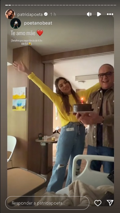 Patrícia Poeta celebra aniversário com o filho no hospital - Foto: Reprodução/Instagram @patriciapoeta